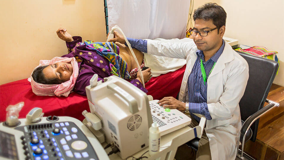 Ultrasound examination at the General Hospital and Special Clinic by Prof. Dr. Moazzem Hossain.