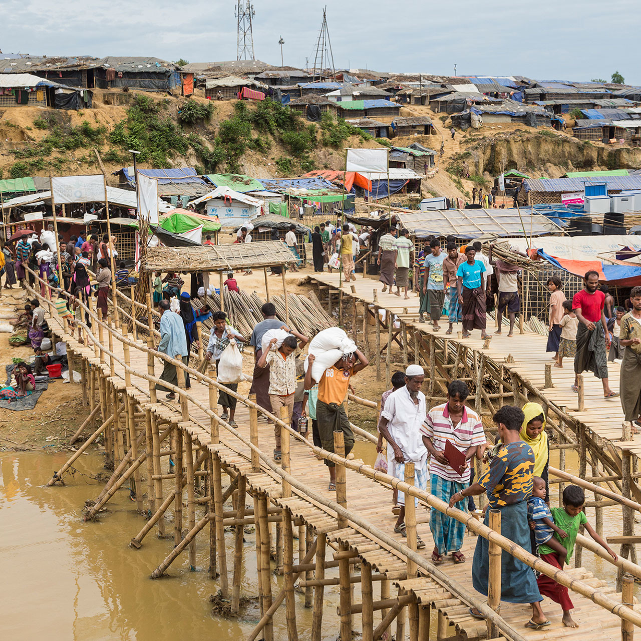 Behelfsbrücke im Lager, Bangladesch