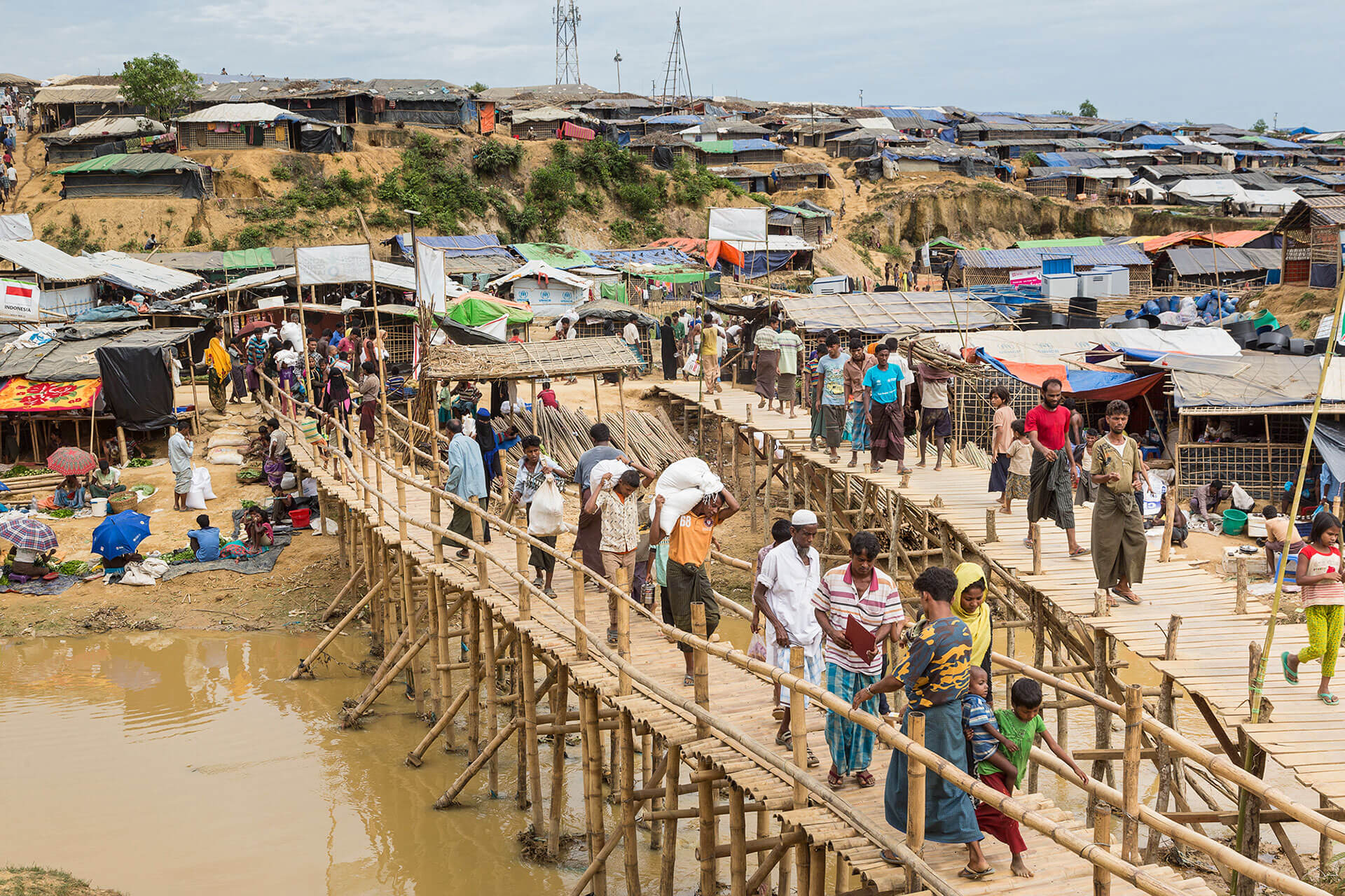 Makeshift bridge in the camp, Bangladesh